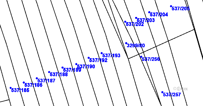 Parcela st. 537/193 v KÚ Hroznová Lhota, Katastrální mapa