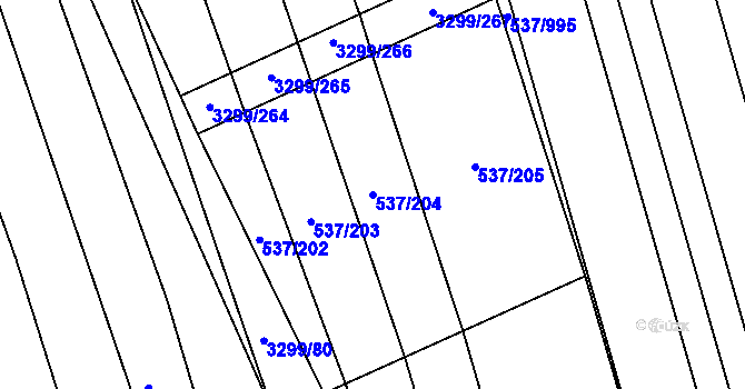 Parcela st. 537/204 v KÚ Hroznová Lhota, Katastrální mapa