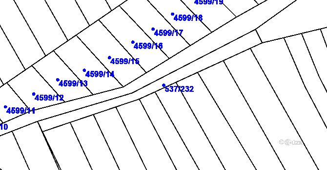 Parcela st. 537/232 v KÚ Hroznová Lhota, Katastrální mapa