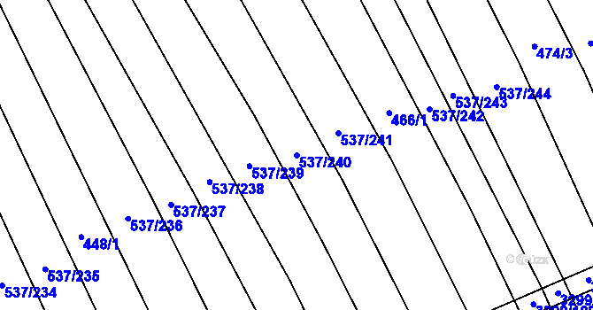 Parcela st. 537/240 v KÚ Hroznová Lhota, Katastrální mapa