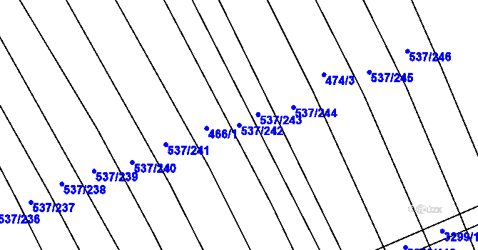 Parcela st. 537/242 v KÚ Hroznová Lhota, Katastrální mapa