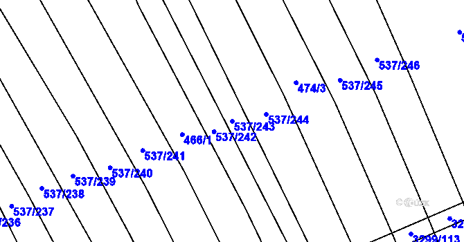 Parcela st. 537/243 v KÚ Hroznová Lhota, Katastrální mapa