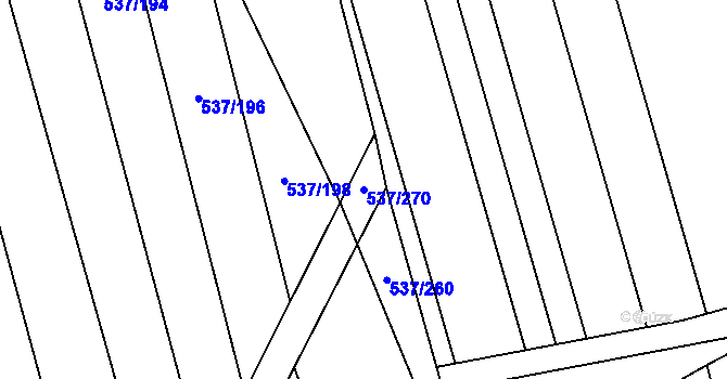 Parcela st. 537/270 v KÚ Hroznová Lhota, Katastrální mapa
