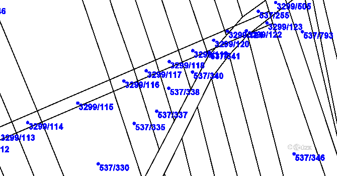 Parcela st. 537/338 v KÚ Hroznová Lhota, Katastrální mapa