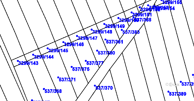 Parcela st. 537/380 v KÚ Hroznová Lhota, Katastrální mapa