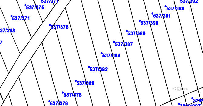 Parcela st. 537/384 v KÚ Hroznová Lhota, Katastrální mapa