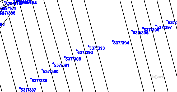 Parcela st. 537/393 v KÚ Hroznová Lhota, Katastrální mapa