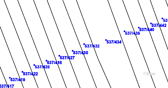 Parcela st. 537/432 v KÚ Hroznová Lhota, Katastrální mapa
