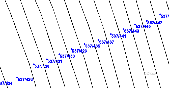 Parcela st. 537/435 v KÚ Hroznová Lhota, Katastrální mapa