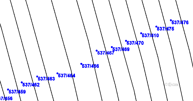 Parcela st. 537/467 v KÚ Hroznová Lhota, Katastrální mapa