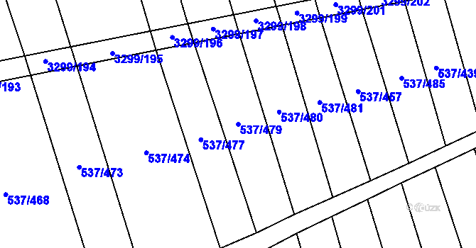 Parcela st. 537/479 v KÚ Hroznová Lhota, Katastrální mapa