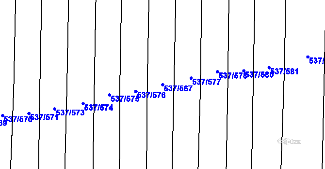 Parcela st. 537/567 v KÚ Hroznová Lhota, Katastrální mapa
