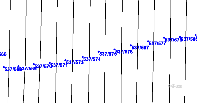 Parcela st. 537/575 v KÚ Hroznová Lhota, Katastrální mapa