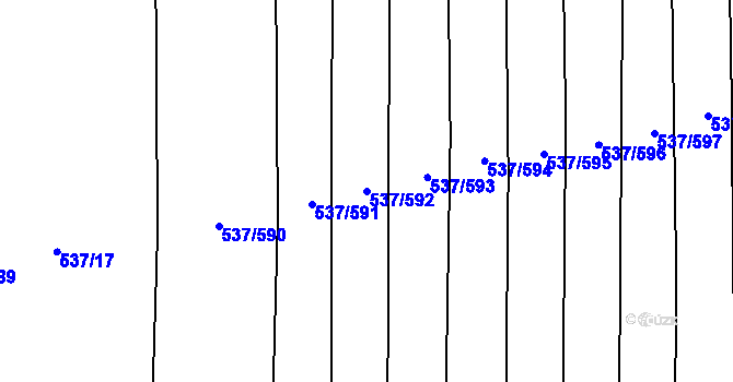 Parcela st. 537/592 v KÚ Hroznová Lhota, Katastrální mapa