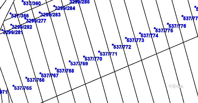 Parcela st. 537/771 v KÚ Hroznová Lhota, Katastrální mapa