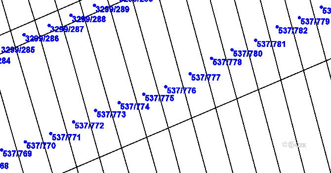 Parcela st. 537/776 v KÚ Hroznová Lhota, Katastrální mapa