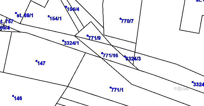 Parcela st. 771/16 v KÚ Hroznová Lhota, Katastrální mapa