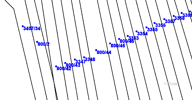 Parcela st. 800/44 v KÚ Hroznová Lhota, Katastrální mapa