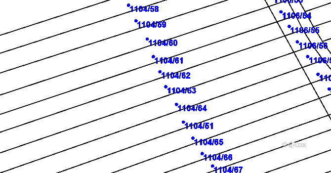 Parcela st. 1104/63 v KÚ Hroznová Lhota, Katastrální mapa