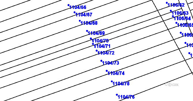 Parcela st. 1104/72 v KÚ Hroznová Lhota, Katastrální mapa