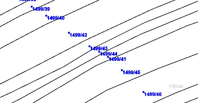 Parcela st. 1499/44 v KÚ Hroznová Lhota, Katastrální mapa