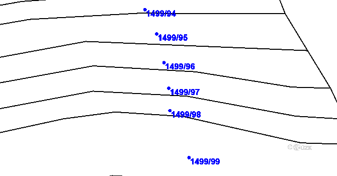 Parcela st. 1499/97 v KÚ Hroznová Lhota, Katastrální mapa