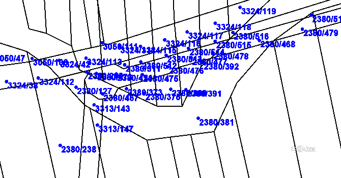 Parcela st. 2380/380 v KÚ Hroznová Lhota, Katastrální mapa