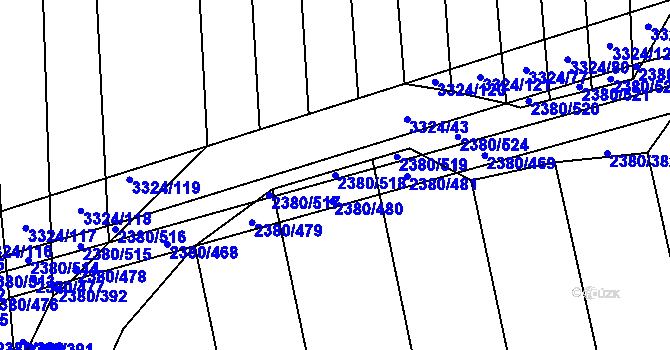 Parcela st. 2380/518 v KÚ Hroznová Lhota, Katastrální mapa