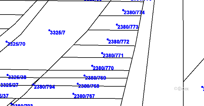 Parcela st. 2380/771 v KÚ Hroznová Lhota, Katastrální mapa