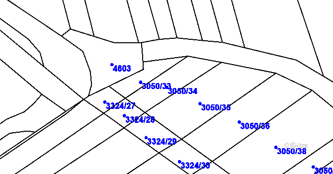 Parcela st. 3050/34 v KÚ Hroznová Lhota, Katastrální mapa
