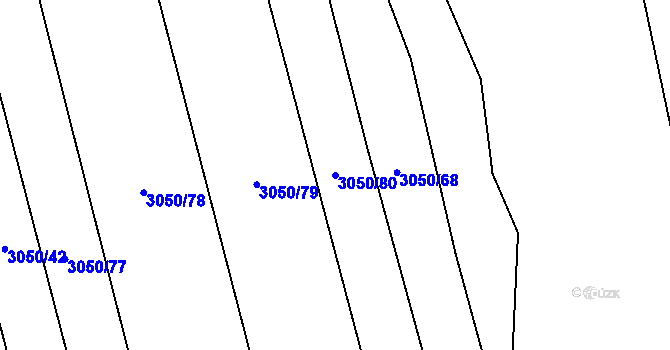 Parcela st. 3050/80 v KÚ Hroznová Lhota, Katastrální mapa