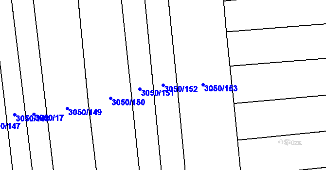 Parcela st. 3050/152 v KÚ Hroznová Lhota, Katastrální mapa
