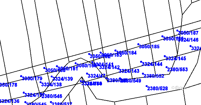 Parcela st. 3050/183 v KÚ Hroznová Lhota, Katastrální mapa