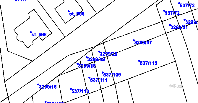 Parcela st. 3299/20 v KÚ Hroznová Lhota, Katastrální mapa