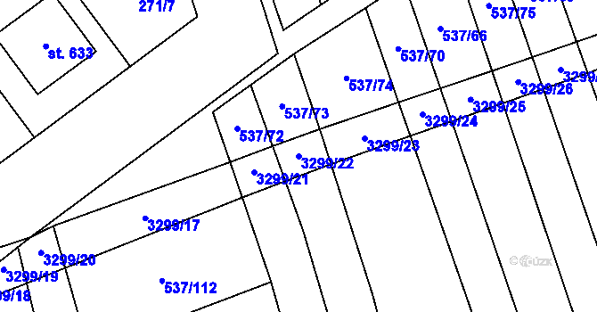 Parcela st. 3299/22 v KÚ Hroznová Lhota, Katastrální mapa