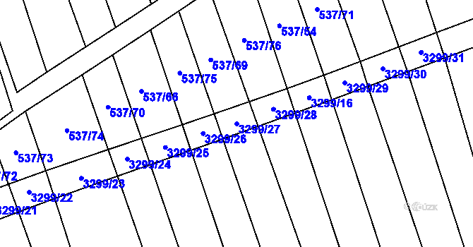 Parcela st. 3299/27 v KÚ Hroznová Lhota, Katastrální mapa