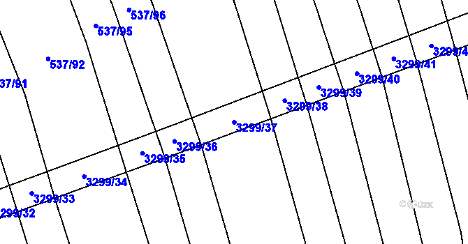Parcela st. 3299/37 v KÚ Hroznová Lhota, Katastrální mapa