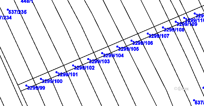 Parcela st. 3299/104 v KÚ Hroznová Lhota, Katastrální mapa