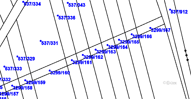 Parcela st. 3299/163 v KÚ Hroznová Lhota, Katastrální mapa