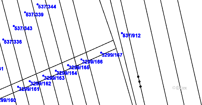 Parcela st. 3299/167 v KÚ Hroznová Lhota, Katastrální mapa