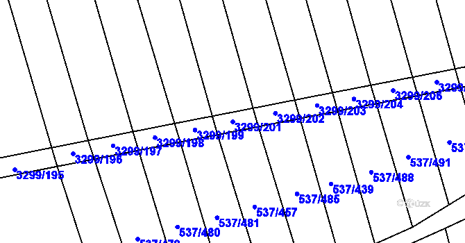 Parcela st. 3299/201 v KÚ Hroznová Lhota, Katastrální mapa