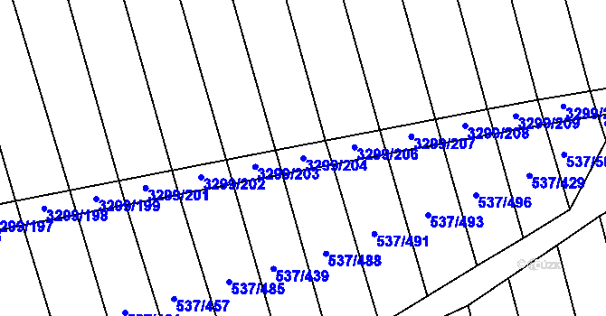 Parcela st. 3299/204 v KÚ Hroznová Lhota, Katastrální mapa