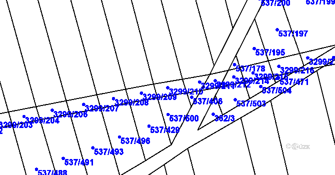 Parcela st. 3299/210 v KÚ Hroznová Lhota, Katastrální mapa