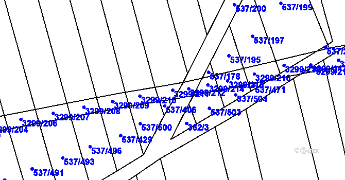 Parcela st. 3299/211 v KÚ Hroznová Lhota, Katastrální mapa