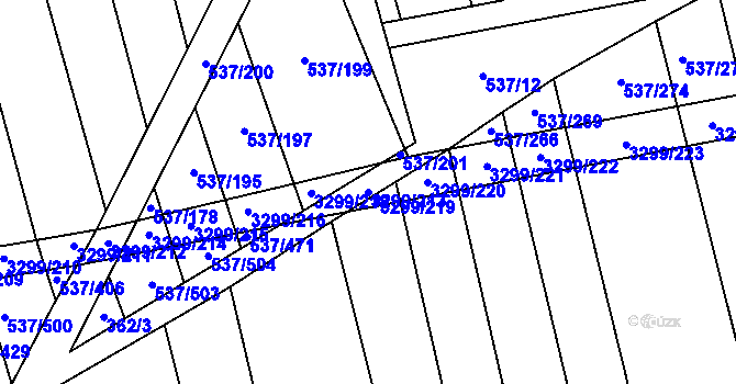 Parcela st. 3299/213 v KÚ Hroznová Lhota, Katastrální mapa