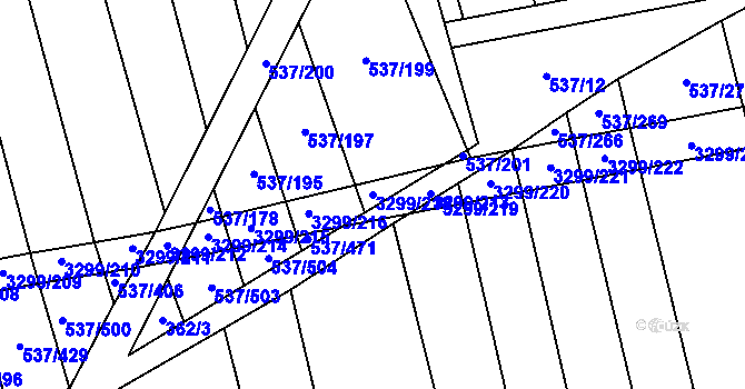 Parcela st. 3299/218 v KÚ Hroznová Lhota, Katastrální mapa
