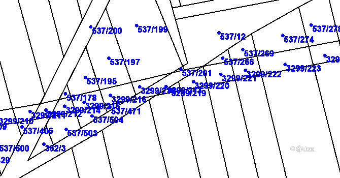 Parcela st. 3299/219 v KÚ Hroznová Lhota, Katastrální mapa