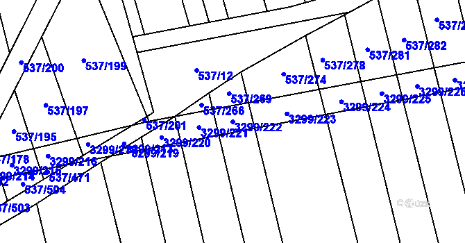 Parcela st. 3299/222 v KÚ Hroznová Lhota, Katastrální mapa
