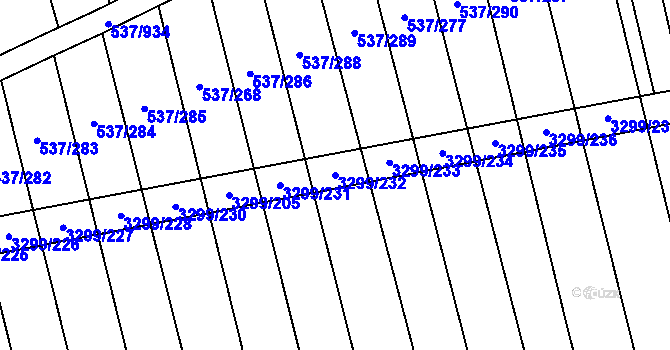 Parcela st. 3299/232 v KÚ Hroznová Lhota, Katastrální mapa
