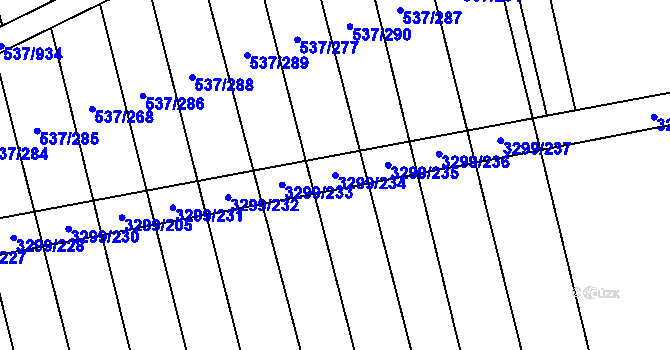 Parcela st. 3299/234 v KÚ Hroznová Lhota, Katastrální mapa